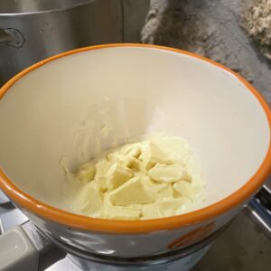 white chocolate on bain-marie