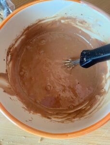 mix of cream cheese and cocoa powder