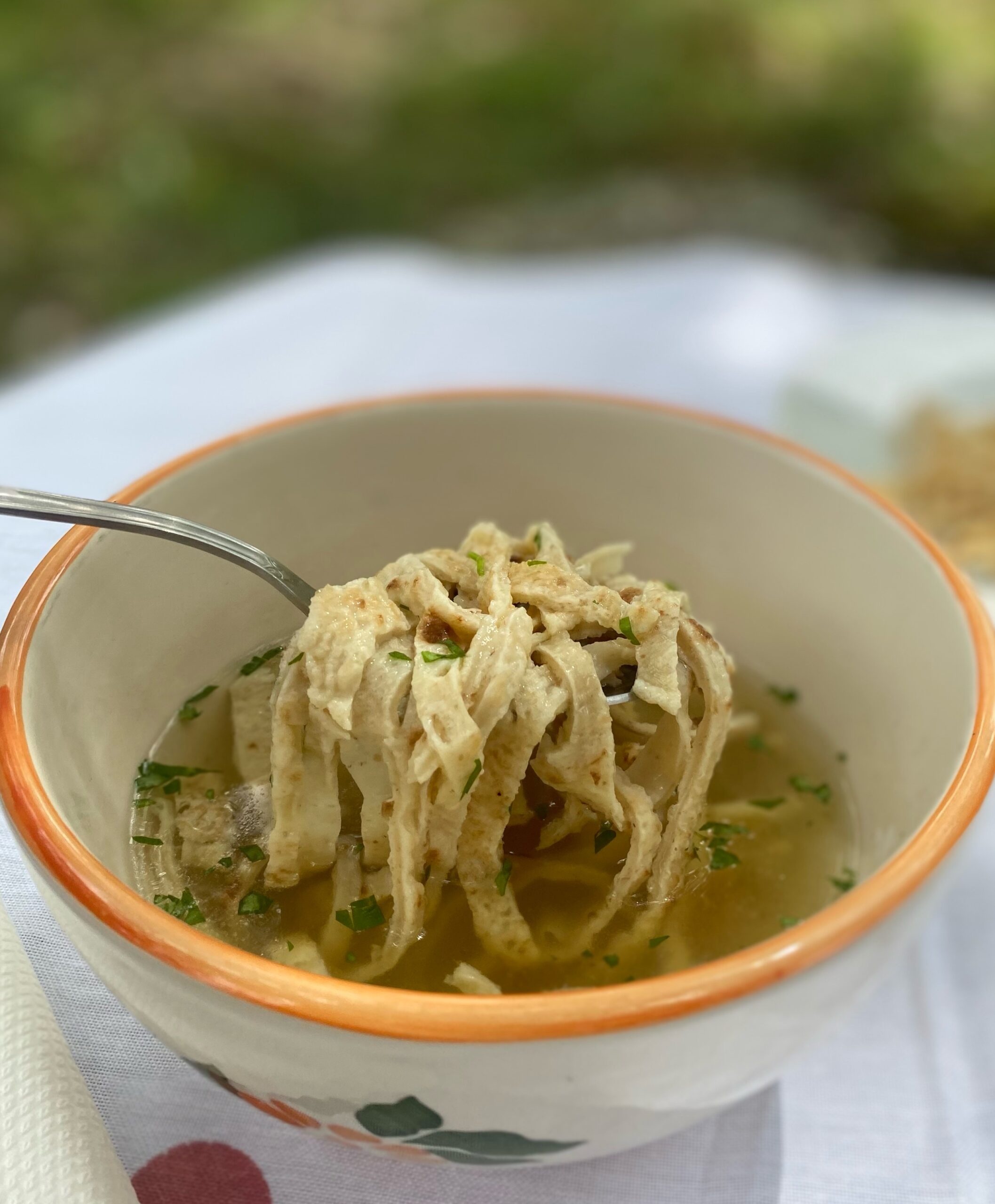 Vegane Frittatensuppe (vegan Austrian pancake soup)