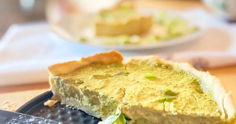 Silken Tofu & Edamame, Spinach, Basil Quiche (oil dough)