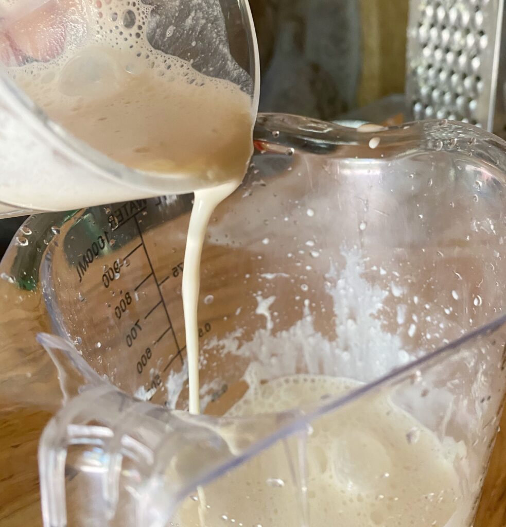 vegan cream being poured