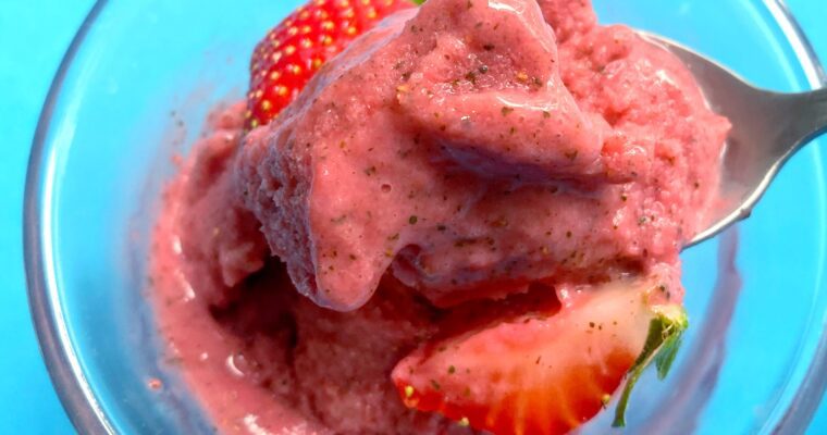 Strawberry, Watermelon Rind & Mint Icecream (no-churn)