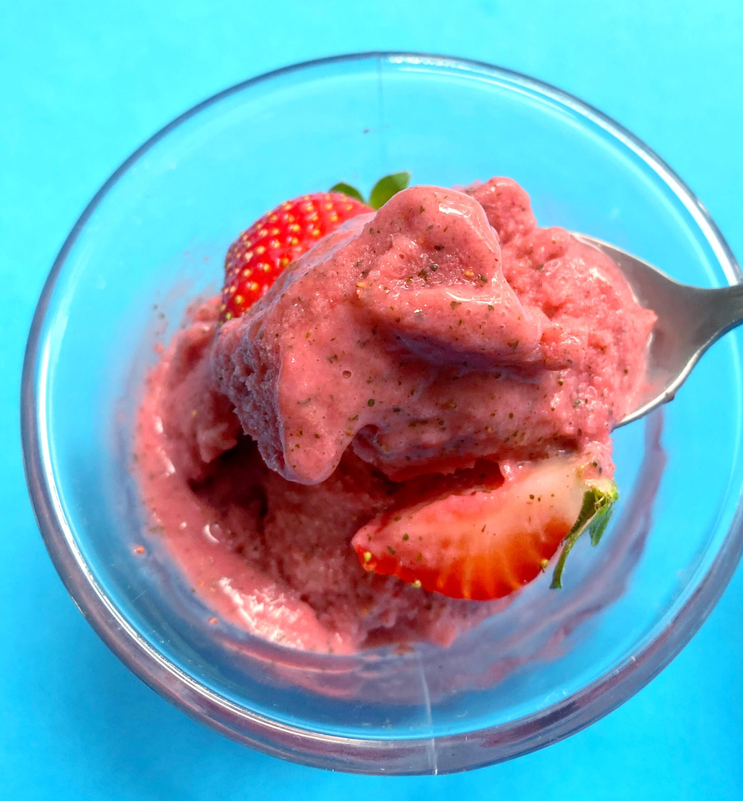 Strawberry, Watermelon Rind & Mint Icecream (no-churn)